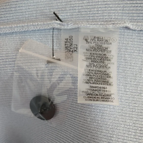 NWT Karl Lagerfeld Open Front Cardigan - Chambray Blue/Soft White - Size M - Picture 5 of 5